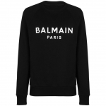 Balmain Unisex &Uuml;mmarguse kaelusega dressipluus - S&uuml;gis/Talv 25 Tr&uuml;kitud pikkade varrukatega lahtine topp Small must