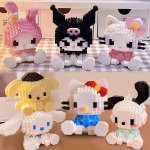 KEEPPLEY Sanrio Anime Hello Kitty My Melody Cinnamoroll Pompompurin Kuromi Ehitusklotsid T&uuml;druk Laps Puhkus J&otilde;ulukink No box needed white