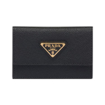 Prada emailitud metallkolmnurkne logo kl&otilde;pskinnitusega Saffiano nahast kaardihoidja Naiste kaardihoidja Must 1MF028_QHH_F0002 Basic Set (Bag)