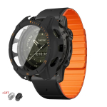 Rihm+Kaitse&uuml;mbris Garmin Fenix 8 47 51mm Karastatud Klaasist Kate Magnetiline Silikoonrihm QuickFit K&auml;ev&otilde;ru Kaitsja Fenix8 Tarvikud Fenix 8 47mm-AMOLED orange