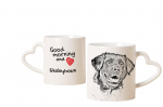 Stabyhoun, Stabijhoun, Fryske Stabij - cup with a dog, adorable cup with a heart-shaped handle, universal gift from the Art-Dog brand valge
