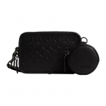 Coach Charter 19 Reljeefne Monogramm Kahekordne T&otilde;mblukk &Uuml;hev&auml;rviline Nahast Crossbody Kott V&auml;ikesed Meeste kotid Must CP268-BLK Basic Set (Bag+Dust Bag)