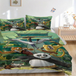 3 tk Kung Fu Panda voodipesukomplekt: T&auml;iuslik magamistoa v&otilde;i k&uuml;lalistetoa jaoks. Pehme ja mugav, ilma s&uuml;damikuta yy251031063 135x200cm
