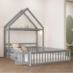 Maja-lastevoodi LuxeLiving Massiivne Montessori p&otilde;randavoodi puidust, kukkumiskaitsega, 140x200 cm JM0008 140x200 cm hall