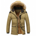 Paks soe talveparka meeste fliisist kapuutsiga meeste talvejope jakid meeste sametist soe mantel M khaki