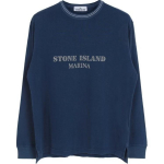 Stone Island triibulise kirjatr&uuml;ki &uuml;mmarguse kaelusega pikkade varrukatega dressipluus Meeste dressipluus Tume-sinine 8015206X4-V0127 XL
