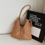 Heegeldatud 2-&uuml;hes &otilde;lakottide komplekt naistele Raffia Boho Rotang Suvine Rannapuhkus T&otilde;stukotid Kudumismuster K&auml;ekotid Naiste 2026 33x34x9cm khaki