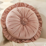 Hollandi Sametine &Uuml;mar Padi Prantsusepitsiga - Kvaliteetne Nimmepadi Elutuppa v&otilde;i Kontorisse, Laos. Dutch Velvet; Pink; 40cm*40cm; Basic beige