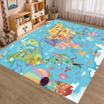 Loomade Maailmakaardi Prindiga Suur Ala Vaip Libisemiskindel Kulumiskindel Vaip Elutoa Magamistoa jaoks Pehme P&otilde;randamatt Kodu Dekoor V&auml;ga Armas 80X120CM beige