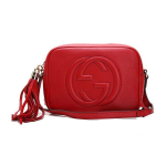 Gucci Soho Reljeefne Logo Tutt Nahast Kaamerakott Naiste Crossbody kott Punane 308364-A7M0G-6523 Basic Set (Bag+Dust Bag)