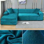 Sametdiivani kate Paks Elastne 1/2/3/4 Kohaline Diivan Elutuppa Sametine Pl&uuml;&uuml;s L-kujuline Nurgadiivani Kate Diivanikate 1 SEAT (90-140CM) blue