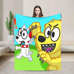 Tylers And Snowi Gaming Soe Pehme Tekk Reisi Pl&uuml;&uuml;sist Visketekk Uudsus Kodu Dekoor Flanell Voodikate Diivanvoodi Kate 150cmx180cm blue