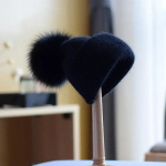 Uued K&uuml;&uuml;likukarvast Kootud M&uuml;tsid Naistele Ehtne Rebasekarvane Tuttm&uuml;ts Suure Tutiga V&auml;ljas Soe Pealuu M&uuml;ts Talvine M&uuml;ts J&otilde;ulud 54-58cm black