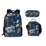 Harry Potter Hogwarts Kolmik Seljakott - Tr&uuml;kitud Koolikott L&otilde;unakott Kogu, Suure Mahutavusega Multifunktsionaalne &Otilde;pilase Kingitus Three-piece set