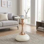 Moodne Martini laud, V&auml;ike &uuml;mmargune k&otilde;rvalaud, 38 cm otsalaud metallist alusega, Valge, elutuppa, magamistuppa, &ouml;&ouml;kapiks, r&otilde;dule v&otilde;i voodi k&otilde;rvale 38 x 38 x 54 cm