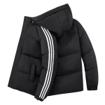 Unisex talvine puuvillane kapuutsiga pufakasjakk &uuml;legabariidiline t&auml;navamood soe paks mantel mehed naised 2XL must