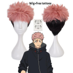 Yuji Itadori Cosplay Kost&uuml;&uuml;mi Komplekt Parukaga Must Jakk Kapuutsiga &Uuml;likond Anime Spordir&otilde;ivad Halloween Unisex M black