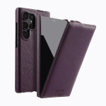 Melkco Ehtne Veisenahast Klapp&uuml;mbris Samsung Galaxy S26 S25 S24 Ultra Plus jaoks Premium &Auml;ri Vertikaalne Mobiiltelefoni Kate for S26 Plus lilla