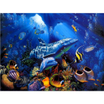 Teemanttikandid maastik veealune loom delfiin kala teemantmaal Ristpistes kivikivi 20X30CM