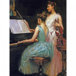 Teemantmaal Portree Naine m&auml;ngib klaverit Ristpistes Kristallhobi Kodukaunistus 20X30CM