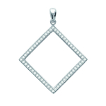 Les Tr&eacute;sors De Lily [L0864] - Pendentif Argent 'D&eacute;esse' blanc argent&eacute; - 28x28 mm (carr&eacute;- lozange) valge