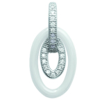 Les Tr&eacute;sors De Lily [L1156] - h&otilde;bedane ripats 'Sissi' valge (keraamiline) h&otilde;be (roodiumiga kaetud) - 16x11 mm valge