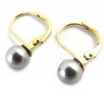 Les Tr&eacute;sors De Lily [M6713] - Dormeuses Plaqu&eacute; Or 'Perla' Gris - 6 mm kuld