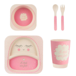 Les Tr&eacute;sors De Lily [Q7766] - Set repas enfant bambou 'Il Etait Une Fois' rose - (5 pi&egrave;ces) Heleroosa