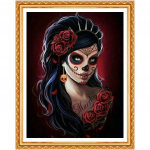 T&auml;is&uuml;mmargune puur 5D isetegemise teemantmaal  Skull & Beauty  3D tikandiga ristpistes kodukaunistus 20X30CM