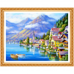 DIY laeva teemanttikandid maastik K&auml;sitsi valmistatud teemantmaal n&auml;put&ouml;&ouml; ristpistes seinakunst 20X30CM