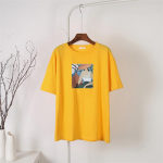 Hirsionsan Harajuku koomiksitr&uuml;kiga T-s&auml;rk naiste suvine puuvillane graafiline t-s&auml;rk Naiste riided Juhuslikud &uuml;lisuured pullovertopid M valge