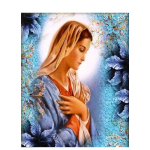 Teemanttikandid Virgin Diy Teemantmaal Ristpistes Teemantmosaiik Religioon Figuur Pilt kivist Full Round 60x90CM white