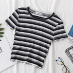 Uus T-s&auml;rk naiste vikerkaare triibulised topid Slim Fit t-s&auml;rk Harajuku T-s&auml;rk Suvine l&uuml;hikeste varrukatega Korea T-s&auml;rk naiselik riided Topid L