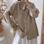 Johnature Linane suur volangidega kaelarihm naiste s&auml;rgid, s&uuml;gisene &uuml;hev&auml;rvilised l&otilde;dvad vintage, n&ouml;&ouml;biga naiste pluusid One Size aprikoosi