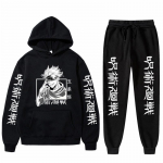 Meeste komplekt Anime Jujutsu Kaisen kapuutsiga p&uuml;ksid, meeste vabaaja 2tk Komplektid pikkade varrukatega Harajuku Gojo Satoru Graphics kapuutsiga dressipluusid XXXL