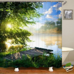 Kaasaegne 3D-printimine metsa du&scaron;ikardin Roheline taimepuu maastikuga vannikardin konksudega vannitoa veekindla maastiku jaoks 180x180cm