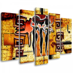 Viieosalise pildiga l&otilde;uendiprint Africa Abstract Women 100x70 pruun