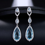 Emmaya luksuslik neljav&auml;rviline pruudi pulmaehte kingitus. Vintage Allure Crystal Waterdrop Long Drop Cz sinine