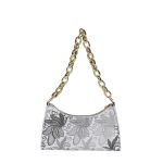 Naiste prinditud tindi tekstuuriga kaenlaaluse kott Trendikas ja stiilne ketiga v&auml;ike kandiline kott kaasaskantav &otilde;lakott one size hall