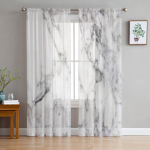 Valge ja kuldse mustriga marmorist l&auml;bipaistev vookardin elutoa jaoks L&auml;bipaistev t&uuml;llist aknakardin magamistoa tarvikute sisekujunduseks 1 PCS W200XH250cm