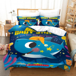 3D-lastetuba Multifilmi tr&uuml;kkimine voodipesukomplekt Baby Shark tekikate padjap&uuml;&uuml;r 2/3 t&uuml;kki DE100 * 135 t&auml;issuuruses dekoratiivne tekikate Baby 100x135cm