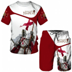 Fashion Knights Templar 3D Prinditud s&auml;rgid/l&uuml;hikesed p&uuml;ksid/komplektid Meeste l&uuml;hikeste varrukatega T-s&auml;rk Spordidress Vintage Harajuku Streetwear r&otilde;ivaste &uuml;likond L