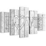 Viieosalise pildiga l&otilde;uenditr&uuml;kk Love Lettering Boards Grey 100x70 hall v&auml;rv