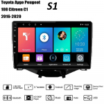 Autoraadio Toyota Aygo Peugeot 108 Citroen C1 2016-2020 2 dini auto multimeediumipleier Android Auto autostereo 1+16 GB