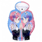 Jaapan Anime Re:zero Twin Maid Ram Rem 3D Prindiga Naiste/Meeste Pusad Pusad Pikkade varrukatega vabaaja Harajuku Hip Hop Pullover Topid L