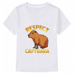 Capybara laste T-s&auml;rk 100% puuvillane l&uuml;hikeste varrukatega topid vabaaja anime poiste T-s&auml;rgid t&uuml;drukute riided y2k suve s&auml;rgid lasteriided 100 valge