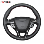 DIY rooliratta kate, must kunstnahast auto rooli kate Ford Fusion Mondeo 2013 2014 EDGE 2015 jaoks Black Thread