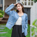 Vintage stiilis teksajakk naistele Hongkongi tuulekujundusega mantliga S sinine