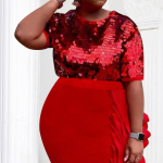 Naiste punased litritega pluusid L&uuml;hikeste varrukatega Pullover Topid Kaelusega Peplum Ruffle S&auml;ravad s&auml;rgid &Otilde;htu-&otilde;htu Topid S punane