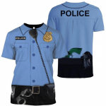 Suvised meeste T-s&auml;rgid 3D politseivormi tr&uuml;kiga O-kaelusega l&uuml;hikeste varrukatega mood Cosplay riided Suured t&auml;navar&otilde;ivad topsid T-s&auml;rgid 6XL